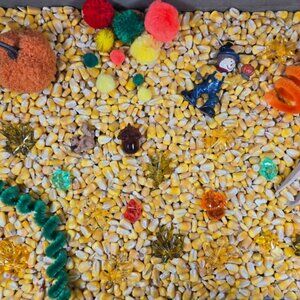 Fall Theme Sensory Bin Kit, Activity Tray Learning Toy, Play Corn Kernel Filler